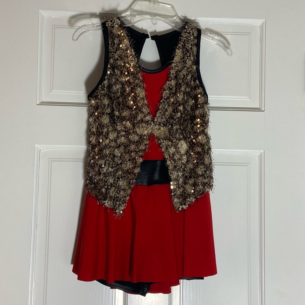 Figure Skating/Dance Red and Gold Country dress
